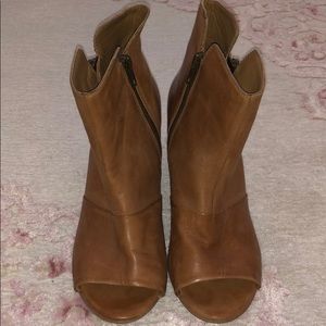 Brown leather booties